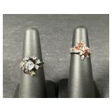 2 Sterling Silver Gemstone Rings
