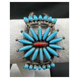 Sterling Silver Turquoise  Zuni Cuff bracelet
