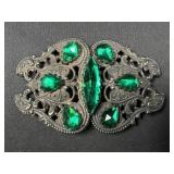 Sterling Silver 2 piece belt buckle with green