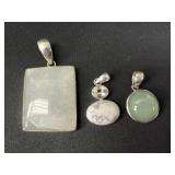 3 Sterling Silver stone pendants