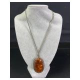 Sterling Silver & Amber pendant necklace