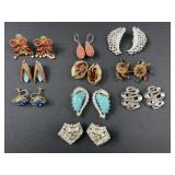 10 pairs Vintage costume jewelry earrings- Coro,