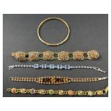 Vintage Costume jewelry bracelets- rhinestones,