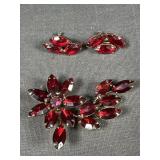 Red Glass Brooch and earrings