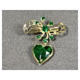 Vintage Golden and Green Brooch