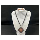 Laura Ashley Pink Stone Pendant Necklace and