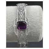Amethyst filigree bangle bracelet
