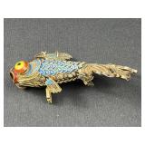 Vintage vermeil silver filigree enamel Koi fish