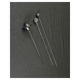 3 Vintage Hatpins-2 Black Jet-1 Purple With Strips