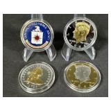 4 Commemorative Coins CIA Seal, JFK & Liberty