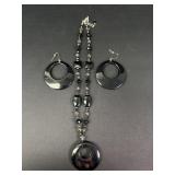 Beaded necklace and earring set