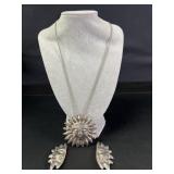 Sun Face Pendant Necklace & Earrings Set