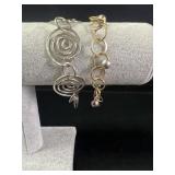 2 Sterling Silver retro link bracelets
