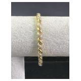 Sterling Silver CZ Twisted Link Bracelet