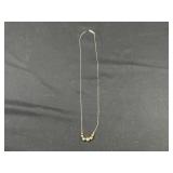 14k Gold Necklace w/ 5 Bead Pendant - Broken clasp