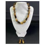 Sterling Silver Tigers Eye Necklace & Earrings