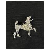 French Poodle Brooch With Rhinestones