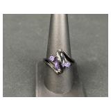 Sterling Silver Amethyst & CZ Ring