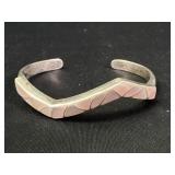 Sterling Pink Inlay Zigzag Cuff Bracelet