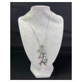 Sterling Kokopelli Opal Inlay Pendant Necklace