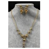 12K Gold Necklace & Earrings Set