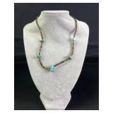Turquoise Nugget Heishi Necklace Sterling Clasp