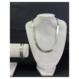 Sterling Silver herringbone bracelets & necklace