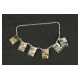 900 Silver Scenic Panel Bracelet w/ 6 Charms