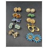 10 pairs vintage costume jewelry earrings- Sarah