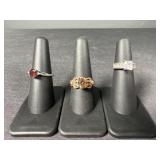 3 Sterling Silver Gemstone rings