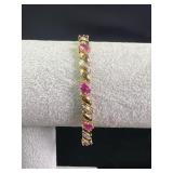 Sterling Silver & pink sapphire bracelet