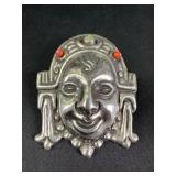Vintage Mexican Silver Face Mask Brooch Pin