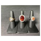 3 Sterling Silver Gemstone Rings