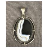 Sterling Silver banded Agate Necklace Charm