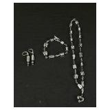 3pc Sterling Bead Necklace, Bracelet & Earrings