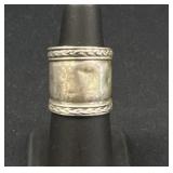 Wide Band Ring w/ Braided Trim - SS?