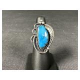 Signed Sterling Silver Turquoise Statement Ring