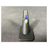 Sterling Silver Lapis & Green Stone Ring