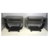 2 Black Art Deco Style Side Tables