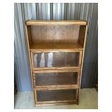 Oak Barrister Bookcase w/ 3 Glass Doors