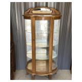 Oak Curio Cabinet w/ Glass Shelves & Light