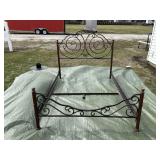 Metal Scrollwork Full Size Bed Frame w/ Wood Posts
