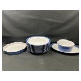Denby plates, platter, quiche pan, and bowl