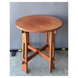 Mission Style Oak Round Accent Table