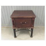 Vintage Style End table with Iron Scroll