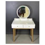 Lighted Vanity Table w/ Round Mirror & 2 Drawers