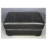 Black Leather Like Storage Ottoman