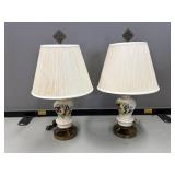 2 Vintage Floral Lamps