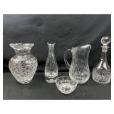 Clear glass vase, pitcher and more