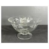 Etched Glass Center Piece Bowl